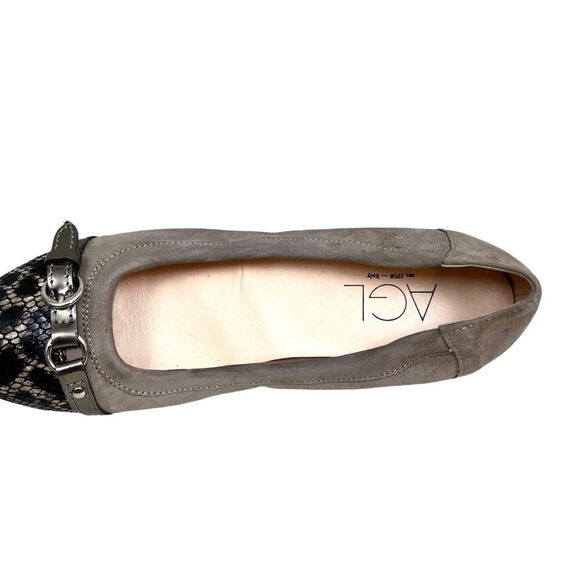 AGL Womens Icon Ballet Flats Suede Lace Cap Toe Buckle Detail Taupe Sz EUR 38 - Picture 7 of 8